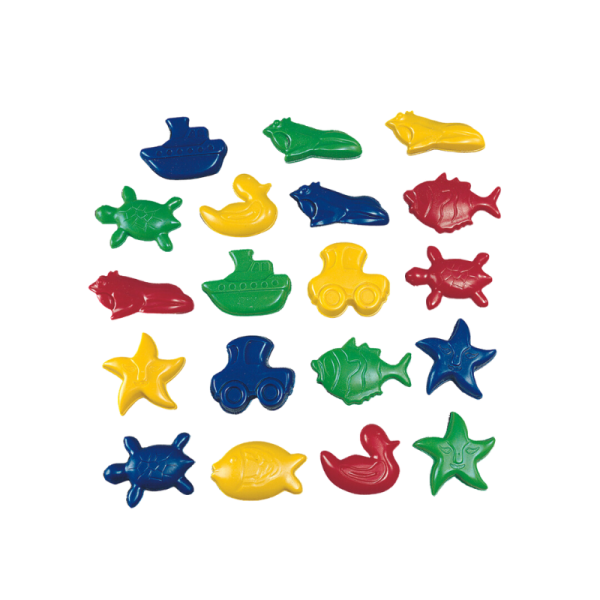 Set 20 stampi colorati per sabbia in plastica, gioco da esterno